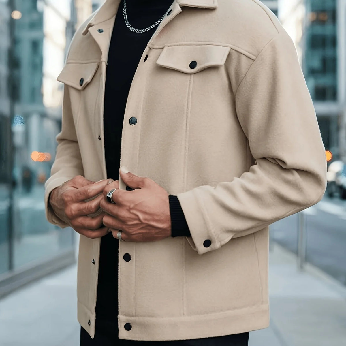 Men's apricot regular fit everyday jacket for autumn and winter wear