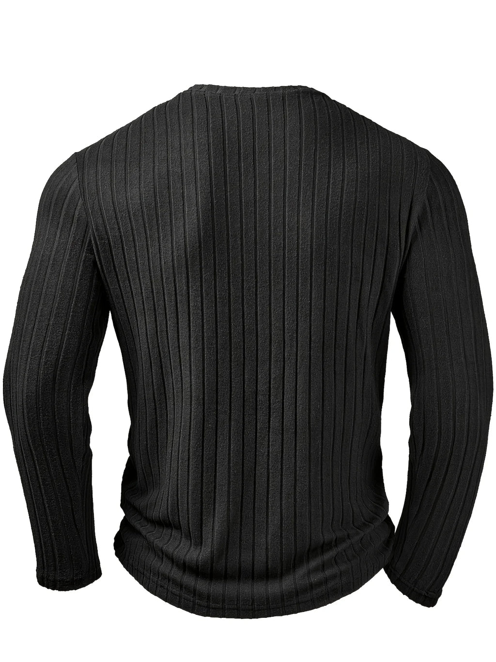Men's black ribbed v-neck long sleeve top