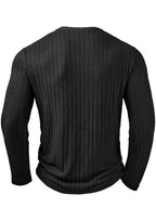 Men's black ribbed v-neck long sleeve top
