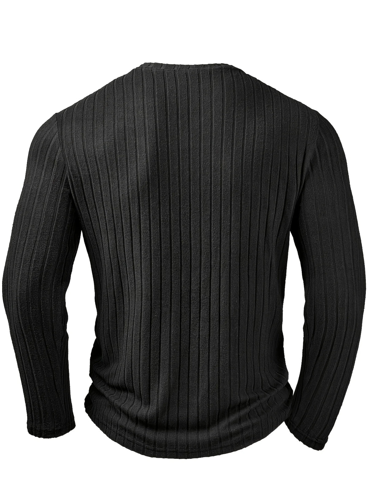 Men's black ribbed v-neck long sleeve top