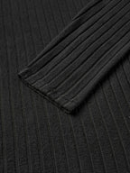 Men's black ribbed v-neck long sleeve top