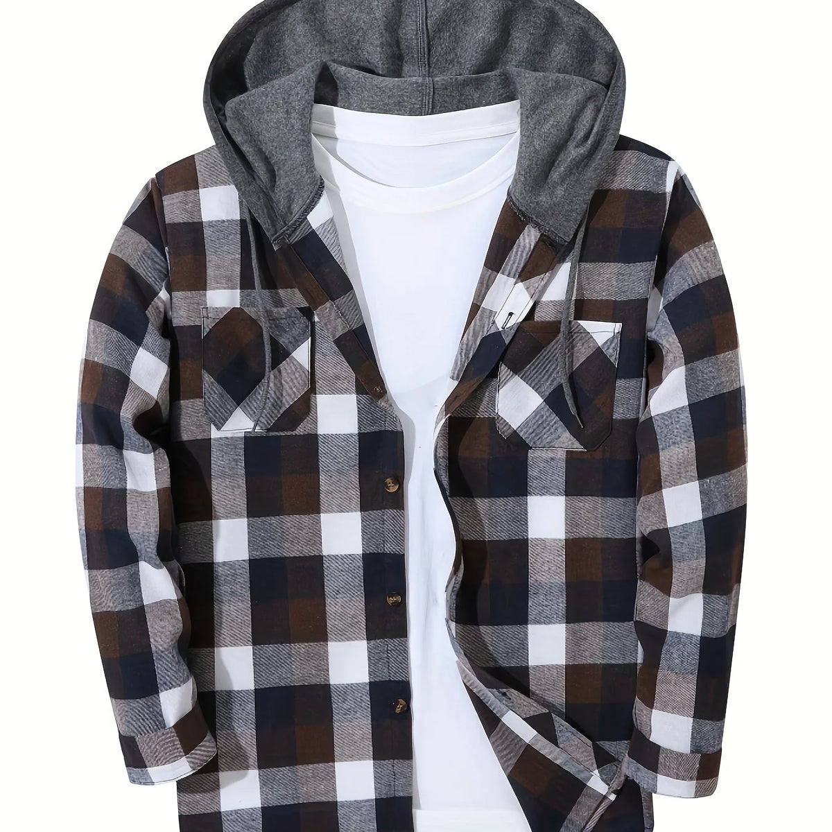 Men's white hooded shirt for the colder autumn and winter months