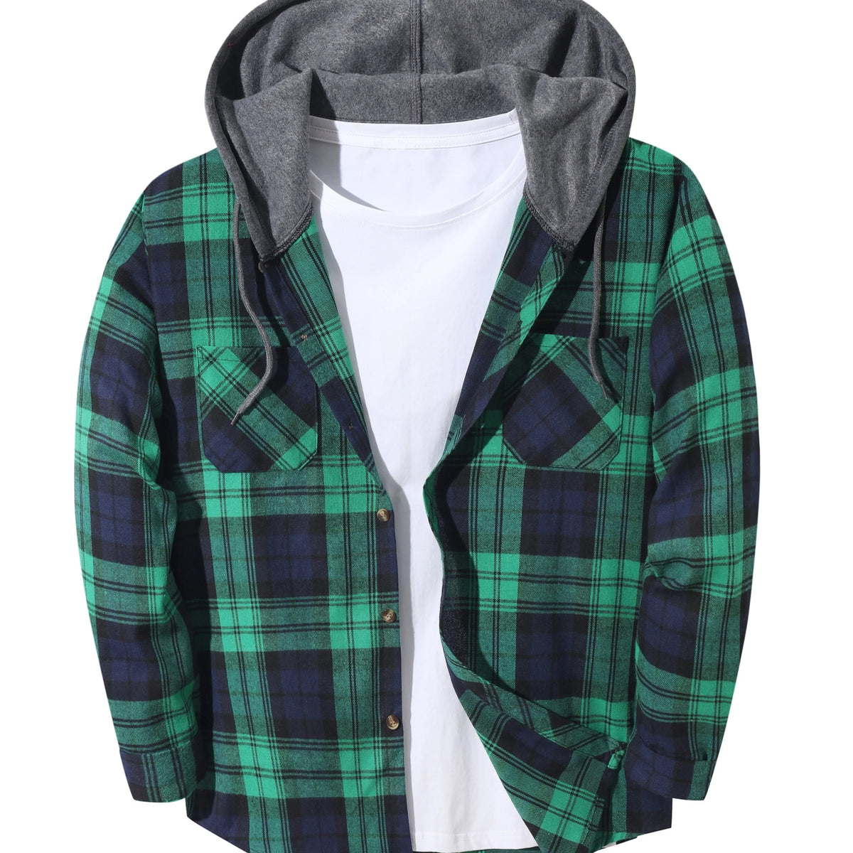 Men's navy blue and red hooded shirt for the colder autumn and winter months