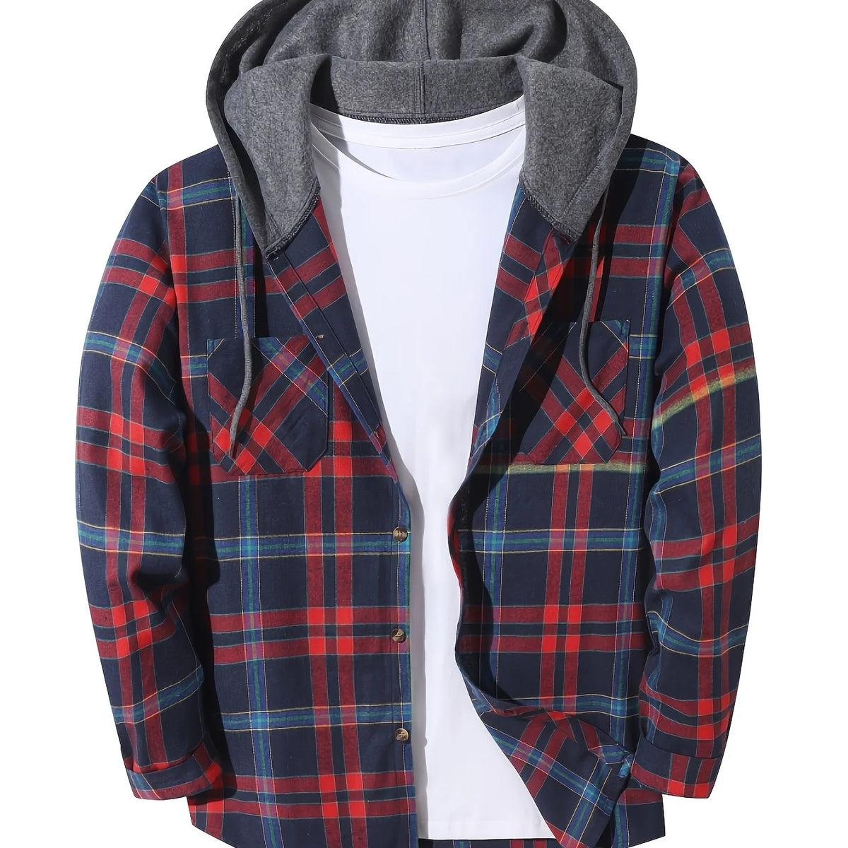 Men's yellow and navy blue hooded shirt for the colder autumn and winter months