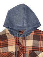 Men's khaki hooded shirt for the colder autumn and winter months