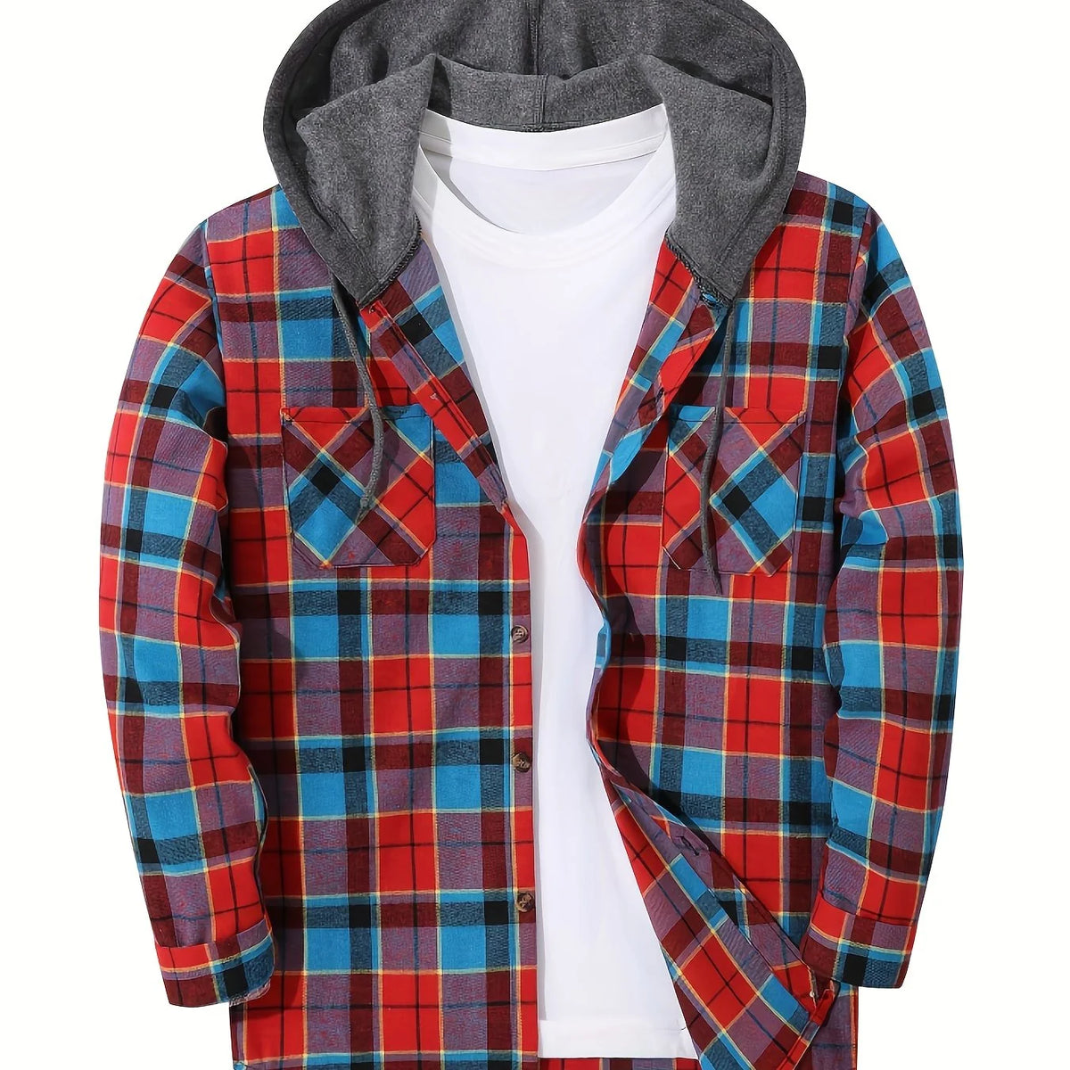 Men's red hooded shirt for the colder autumn and winter months