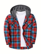 Men's red hooded shirt for the colder autumn and winter months