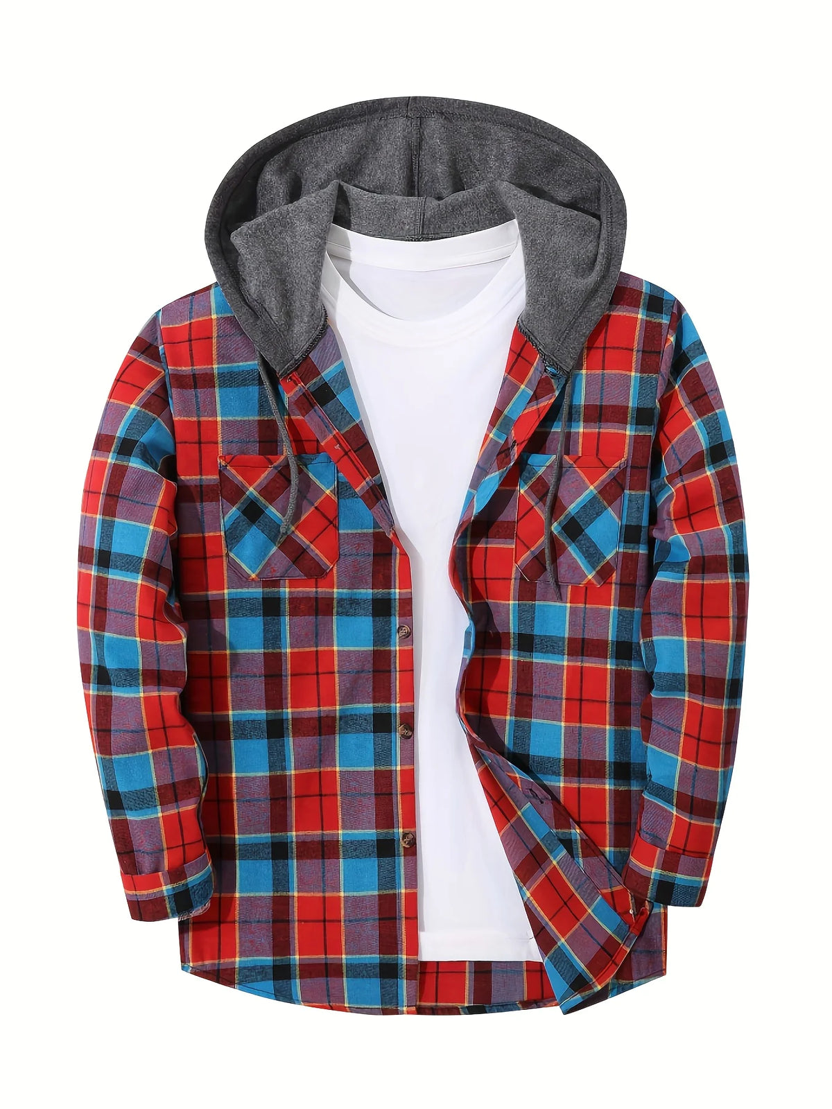 Men's red hooded shirt for the colder autumn and winter months