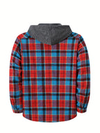 Men's red hooded shirt for the colder autumn and winter months