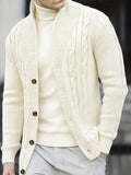 Men's white cable knit pullover sweater for autumn and winter wear