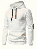 Men's white checkered hooded sweatshirt for autumn and winter layering