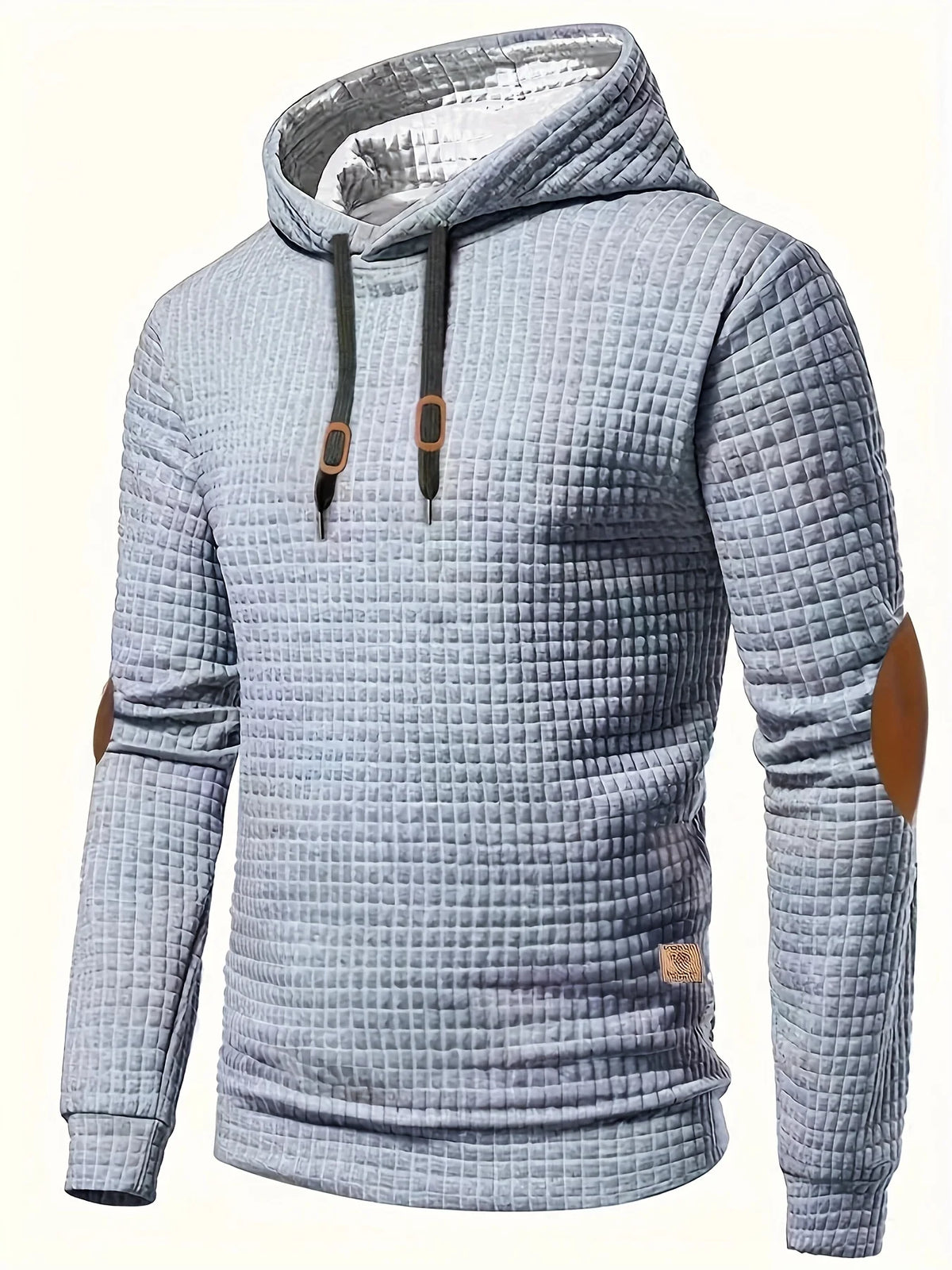 Men's white checkered hooded sweatshirt for autumn and winter layering
