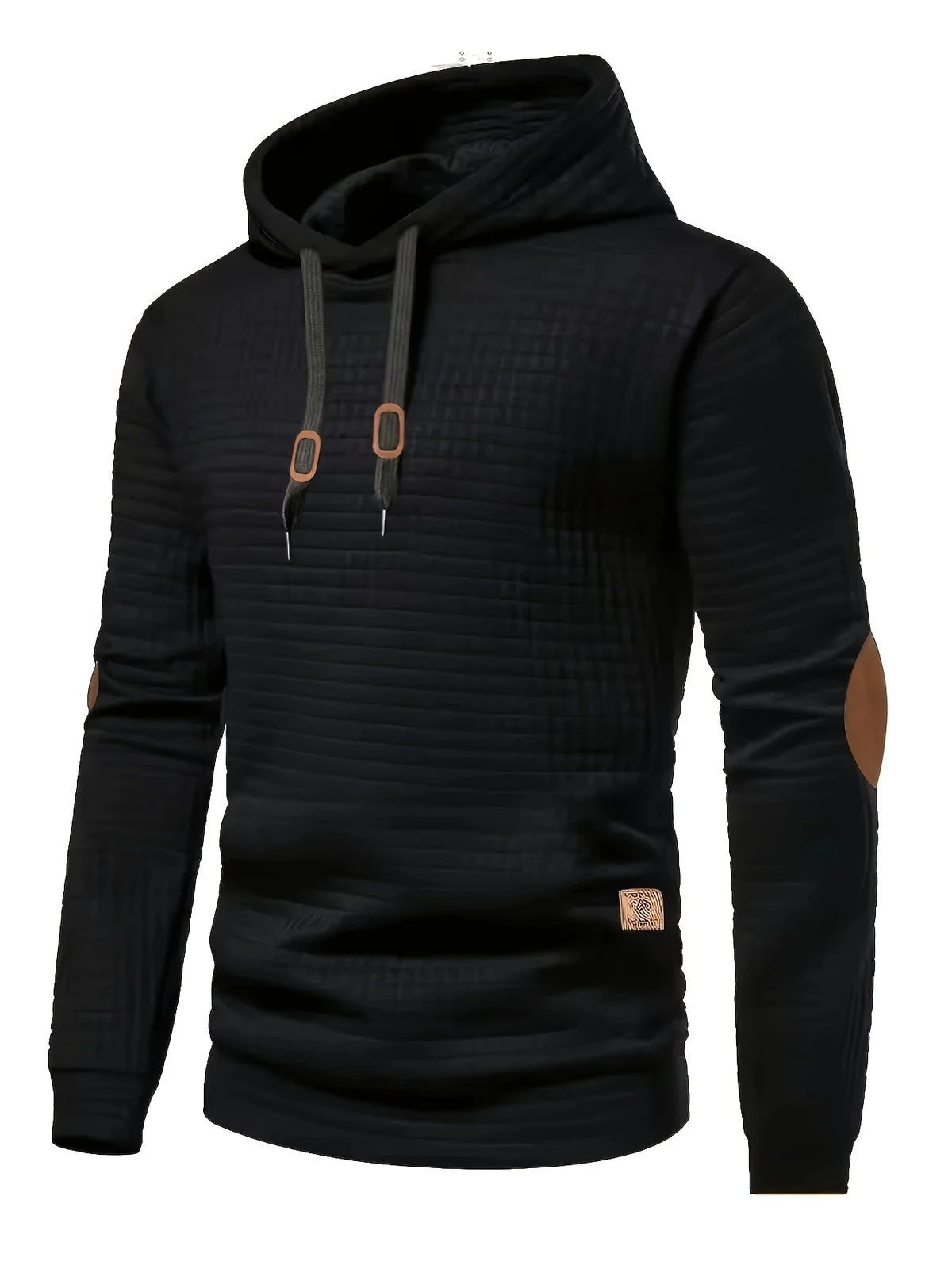 Men's light grey checkered hooded sweatshirt for autumn and winter layering