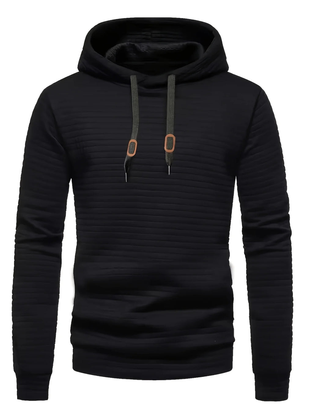 Men's black checkered hooded sweatshirt for autumn and winter layering