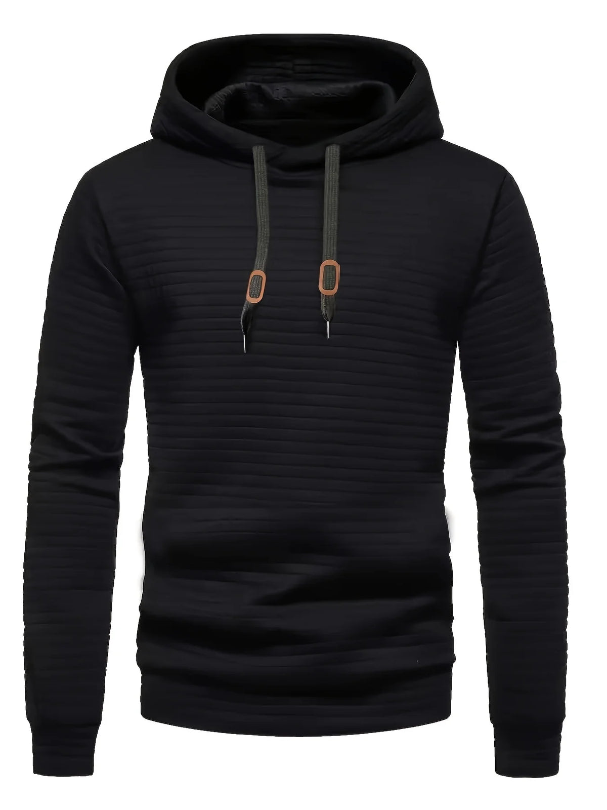 Men's black checkered hooded sweatshirt for autumn and winter layering