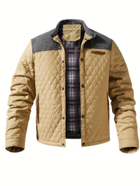 Men's Colour Block Stand-Collar Jacket for Winter