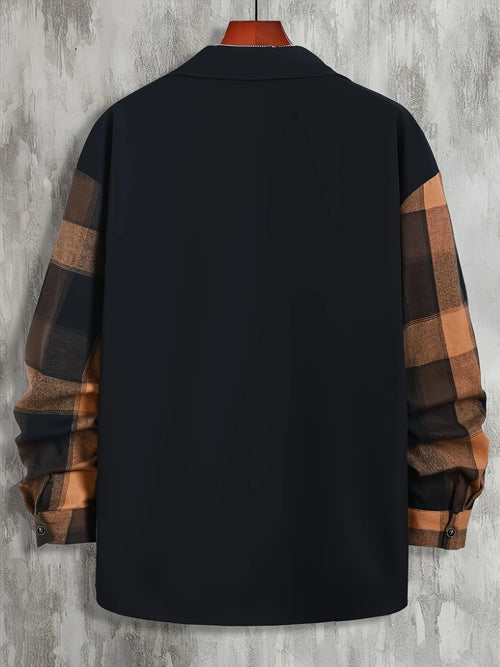 Men's red contrast patchwork shirt