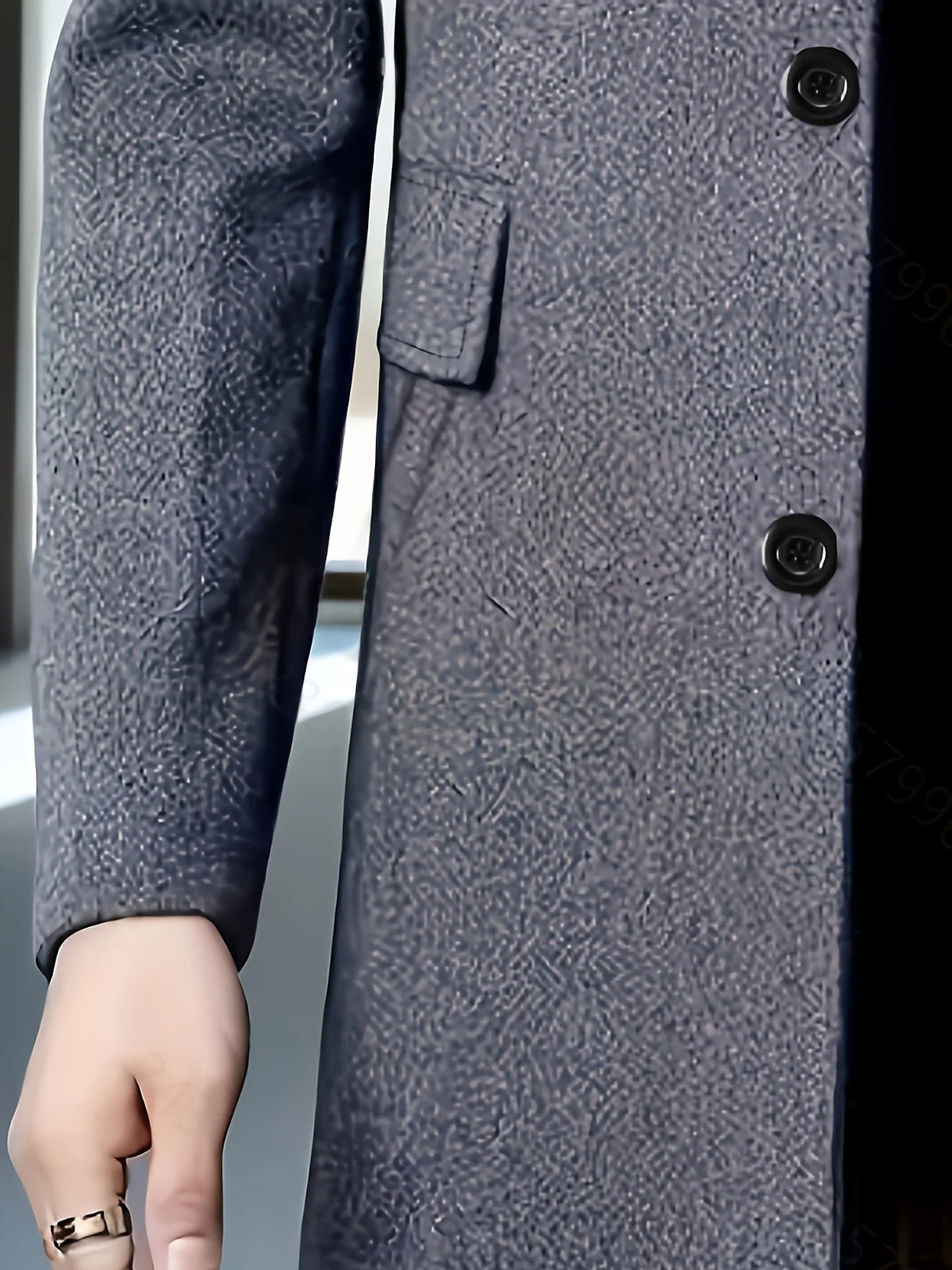 Men's deep sky blue tailored single-breasted overcoat for cold weather wear