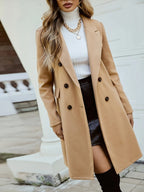 Women's ginger double-breasted mid-length coat for autumn and winter wear