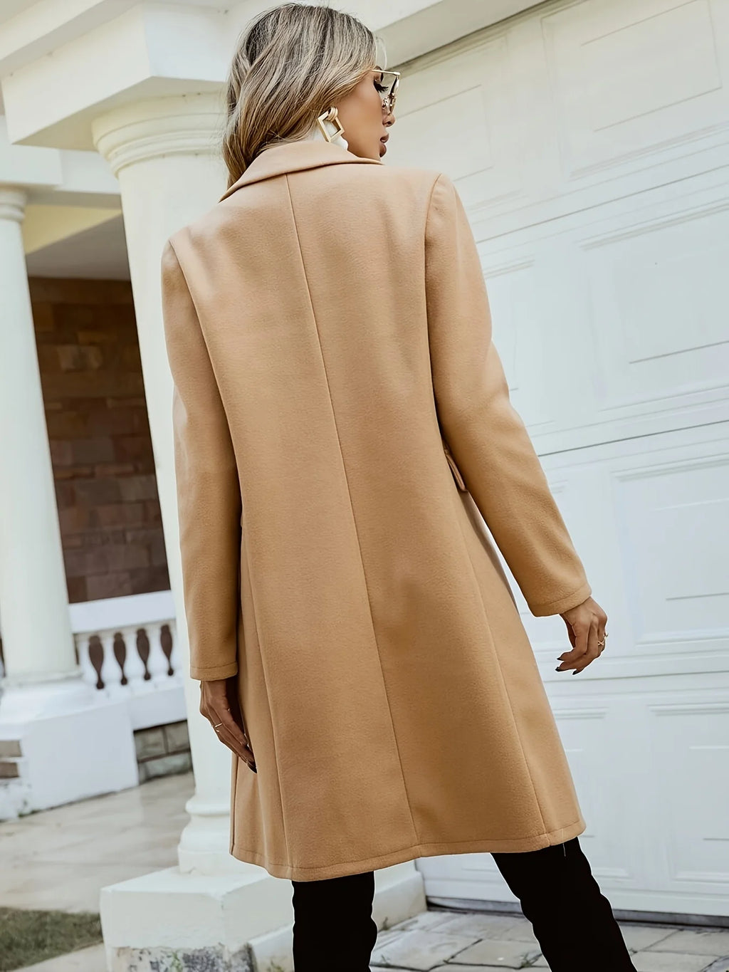 Women's ginger double-breasted mid-length coat for autumn and winter wear