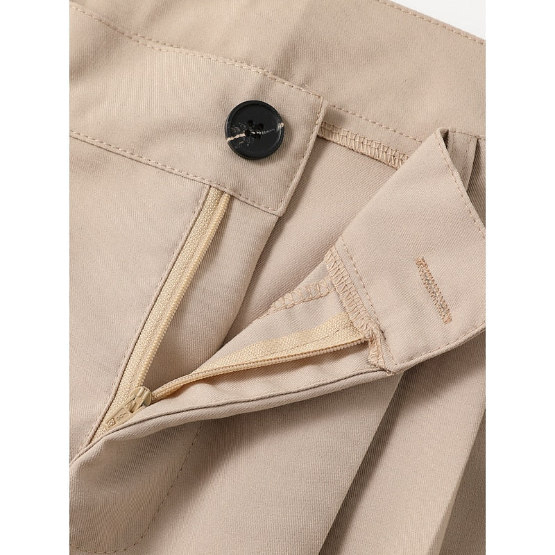 Men's khaki everyday straight-leg trousers for cold weather wear