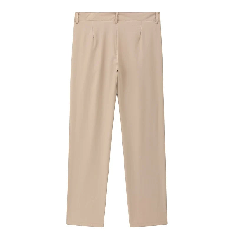 Men's khaki everyday straight-leg trousers for cold weather wear