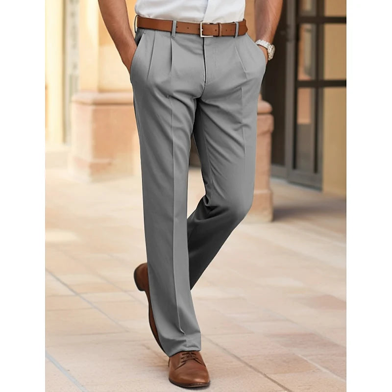 Men's grey everyday straight-leg trousers for cold weather wear