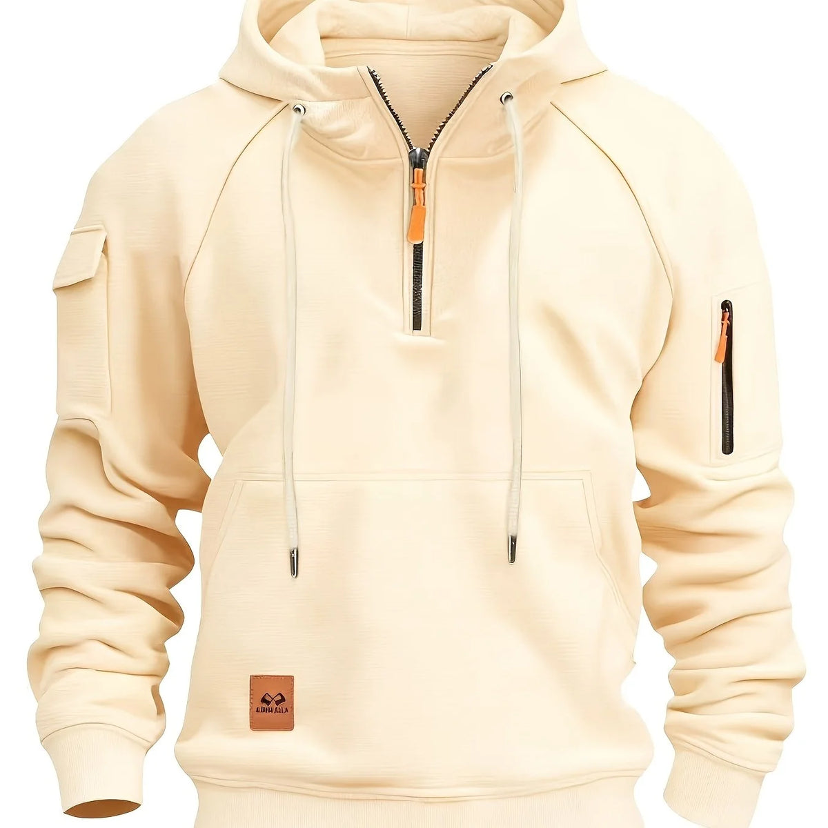 Men's dark grey rugged quarter-zip hoodie