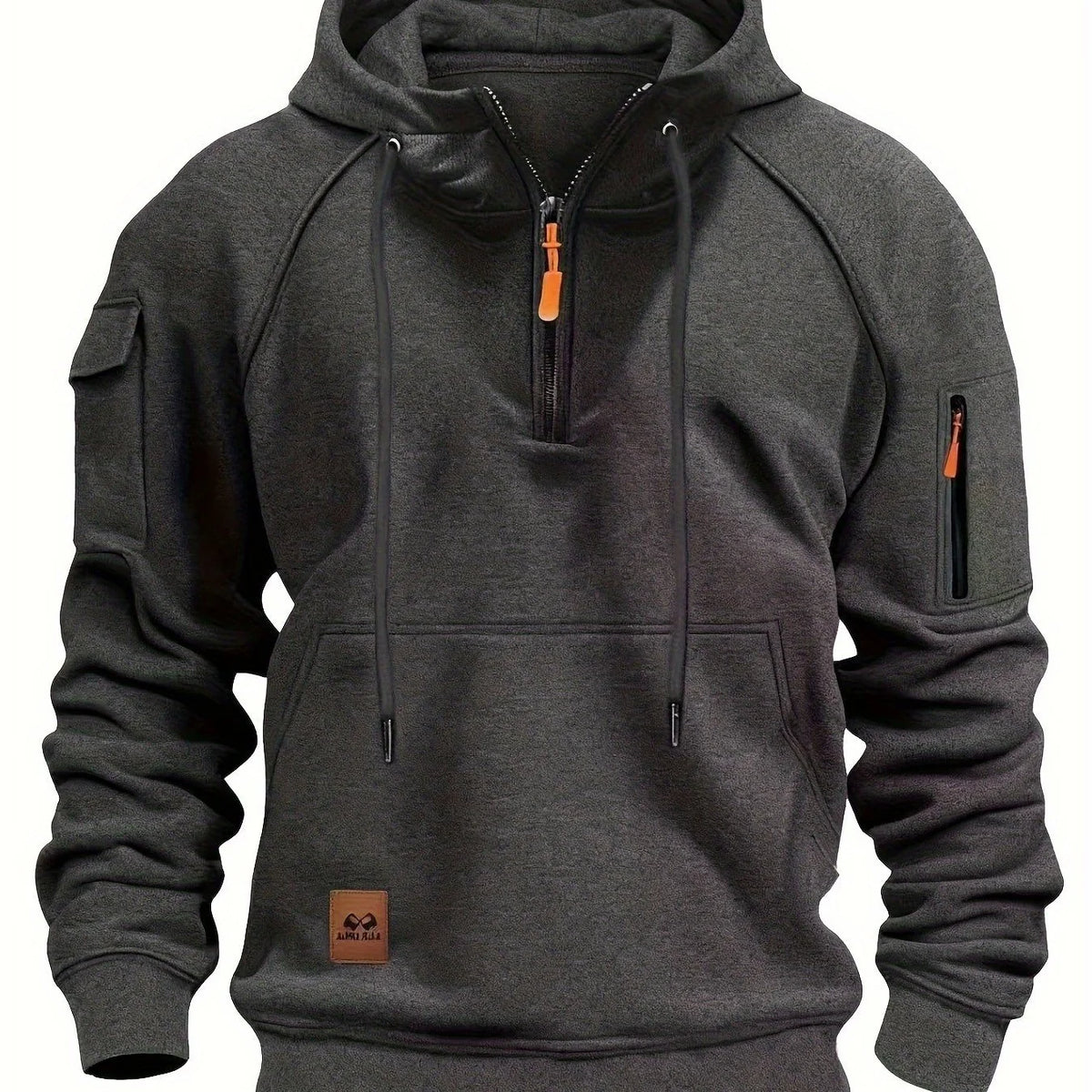 Men's burgundy rugged quarter-zip hoodie