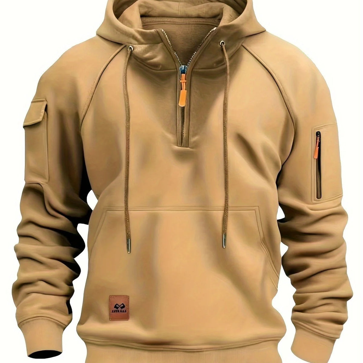 Men's apricot rugged quarter-zip hoodie