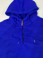 Men's blue rugged quarter-zip hoodie
