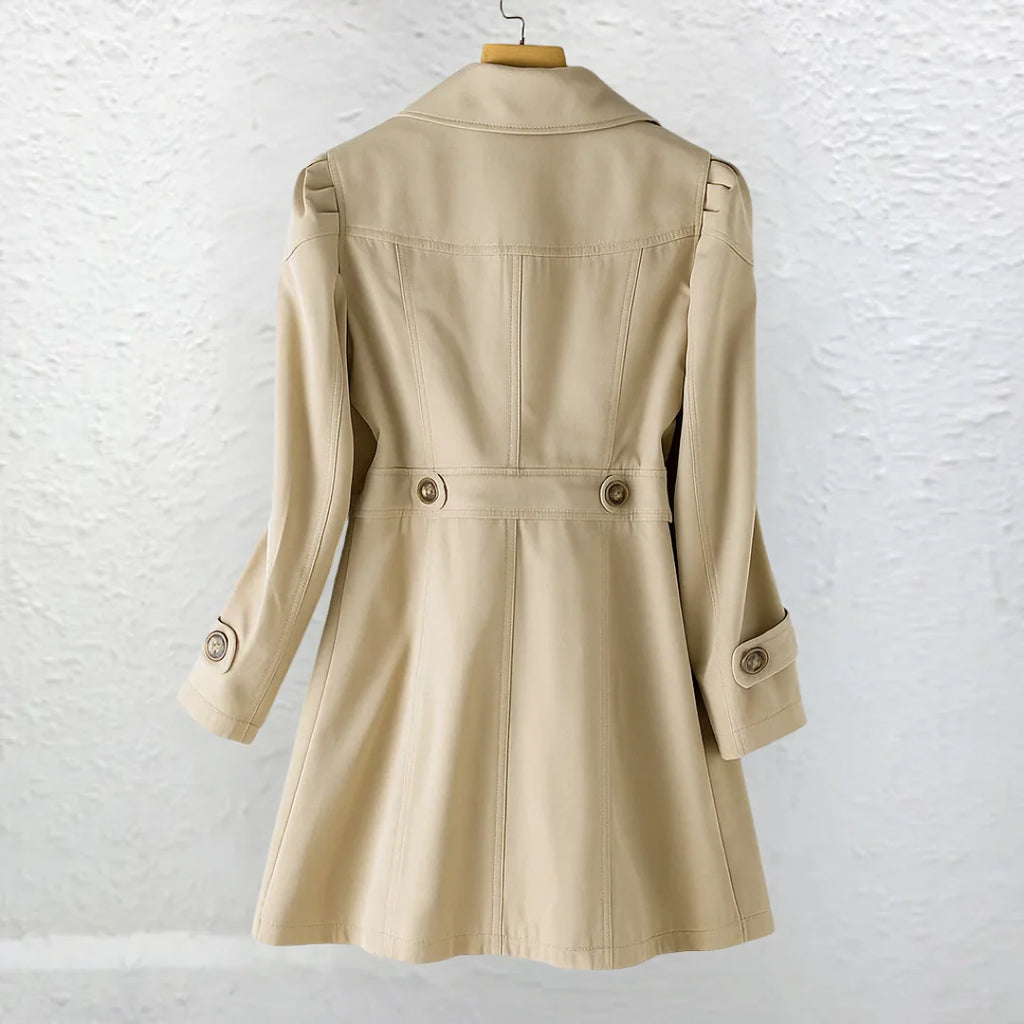 Women's beige vintage trench collar coat for autumn and winter wear