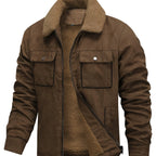 Men's coffee brown fleece-lined winter jacket