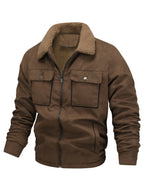 Men's coffee brown fleece-lined winter jacket