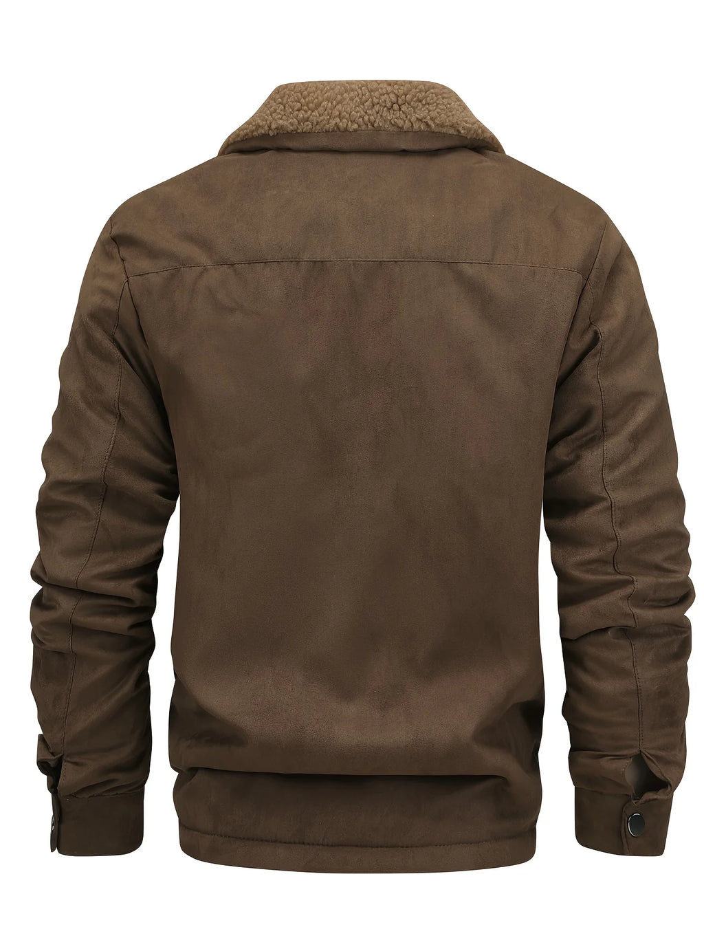 Men's coffee brown fleece-lined winter jacket