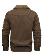 Men's coffee brown fleece-lined winter jacket