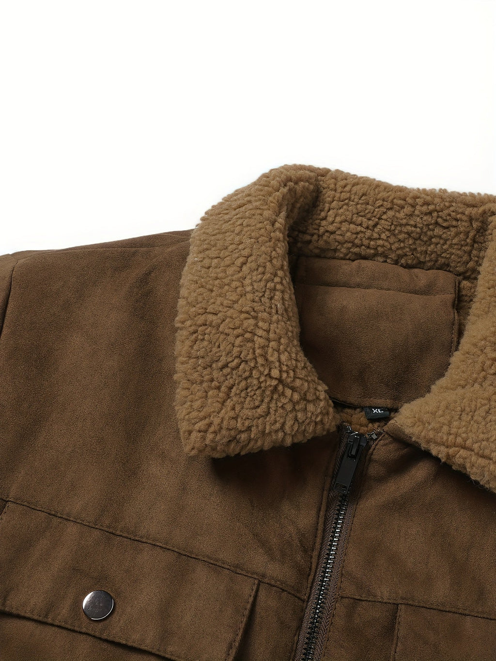 Men's coffee brown fleece-lined winter jacket
