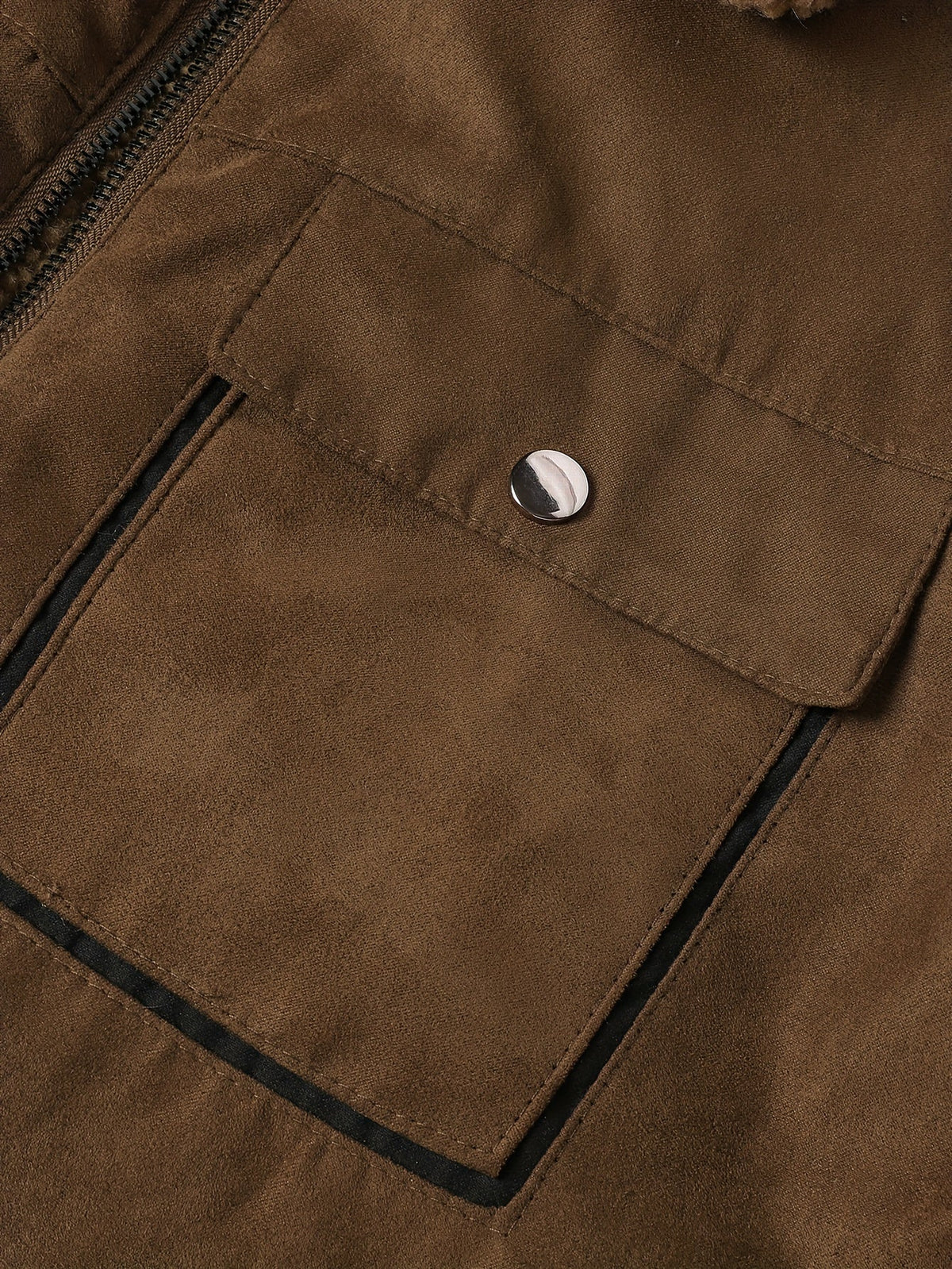 Men's coffee brown fleece-lined winter jacket