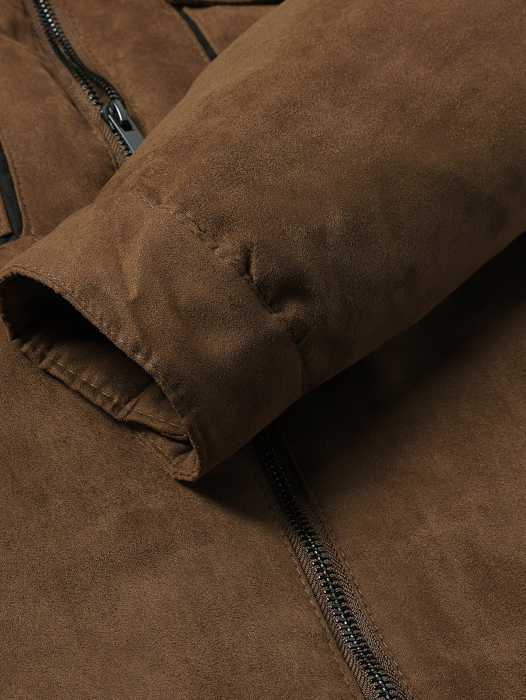Men's coffee brown fleece-lined winter jacket