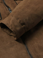 Men's coffee brown fleece-lined winter jacket