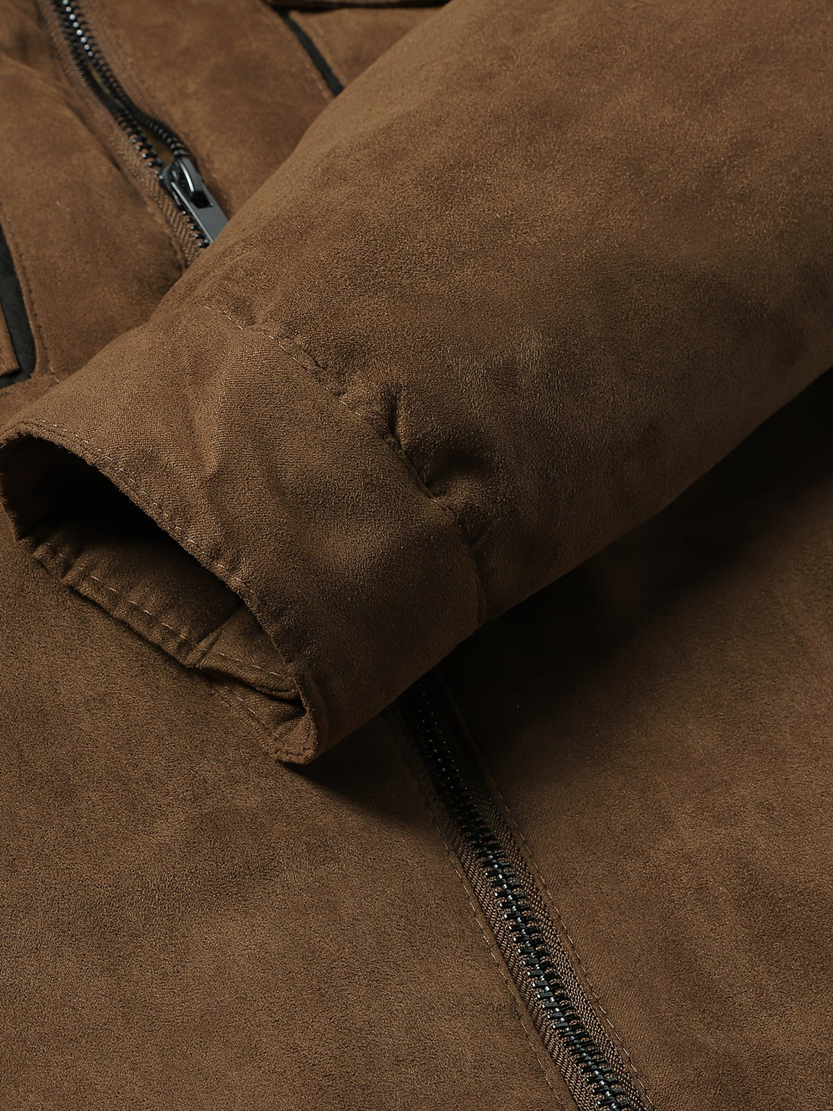 Men's coffee brown fleece-lined winter jacket