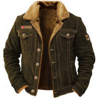 Men's army green rugged lined winter jacket for the autumn and winter season