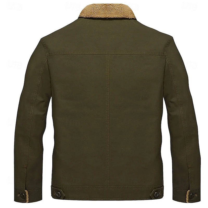 Men's army green rugged lined winter jacket for the autumn and winter season