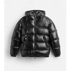 Men's wine hooded puffer jacket for the colder autumn and winter months