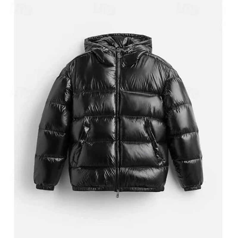 Men's wine hooded puffer jacket for the colder autumn and winter months