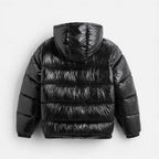 Men's black hooded puffer jacket for the colder autumn and winter months