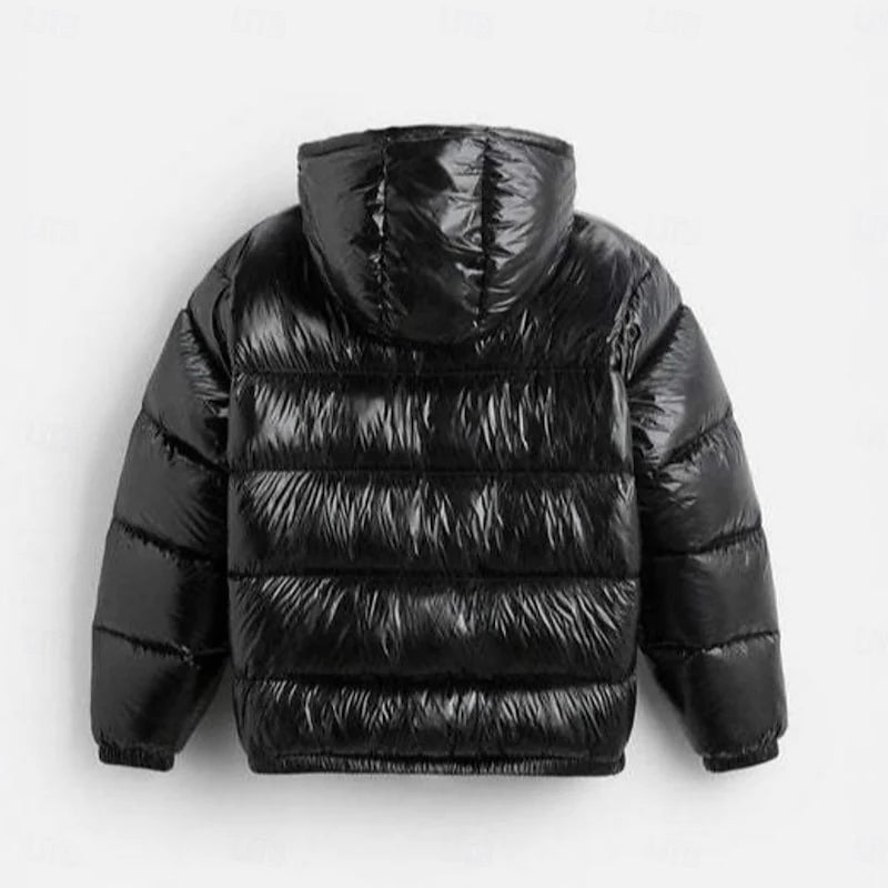 Men's black hooded puffer jacket for the colder autumn and winter months