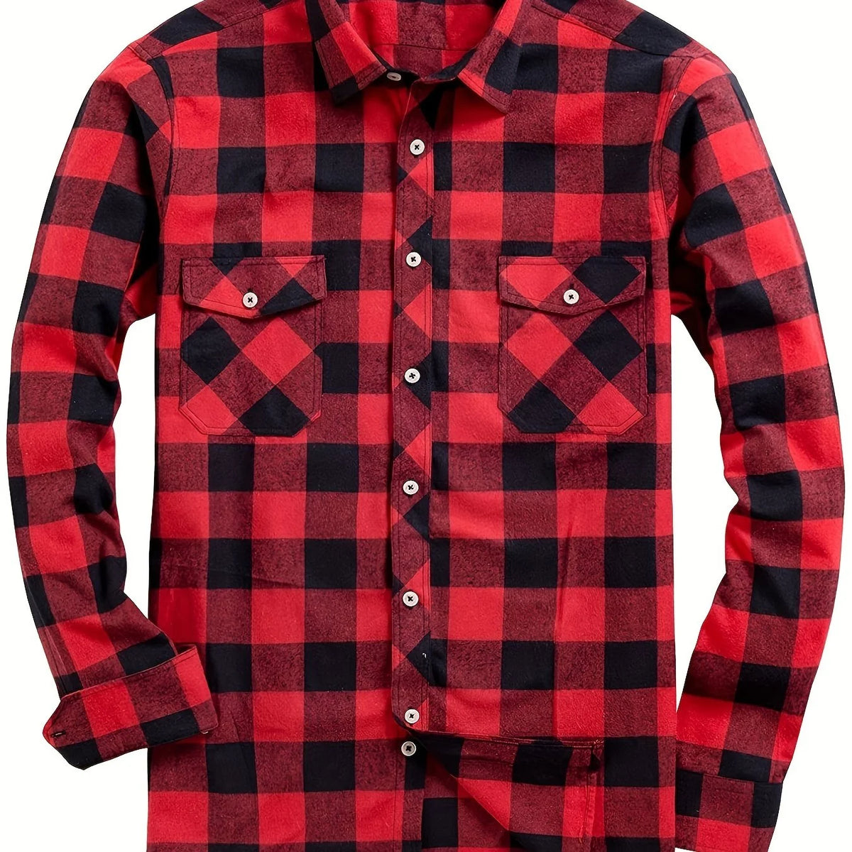 Men's red flannel checked shirt