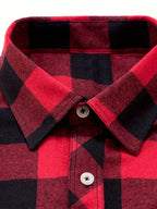 Men's navy flannel checked shirt