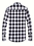 Men's black gray flannel checked shirt